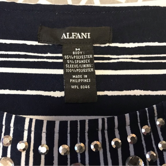 Alfani Navy Blue Striped Top - Picture 4 of 5